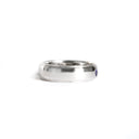 Unisex Solid White Gold Grooved Band With Square Cut Tanzanite Inlay Ring