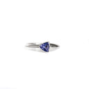 Unisex Thick to Slim Line White Gold Bezel Set Trilliant Tanzanite Ring
