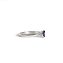 Unisex Thick to Slim Line White Gold Bezel Set Trilliant Tanzanite Ring