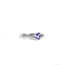 Unisex Thick to Slim Line White Gold Bezel Set Trilliant Tanzanite Ring