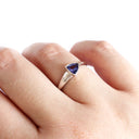 Unisex Thick to Slim Line White Gold Bezel Set Trilliant Tanzanite Ring