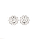 Vintage Inspired Floral White Diamond White Gold Earrings