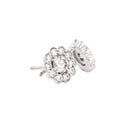 Vintage Inspired Floral White Diamond White Gold Earrings