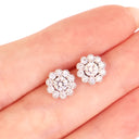 Vintage Inspired Floral White Diamond White Gold Earrings