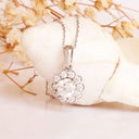 Floral White Diamond White Gold Pendant