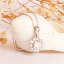 Floral White Diamond White Gold Pendant