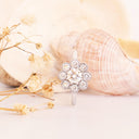 Floral White Diamond White Gold Ring