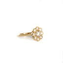 Vintage Inspired Floral White Diamond Yellow Gold Ring