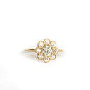 Vintage Inspired Floral White Diamond Yellow Gold Ring