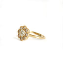 Vintage Inspired Floral White Diamond Yellow Gold Ring