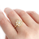 Vintage Inspired Floral White Diamond Yellow Gold Ring