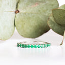 Viridian Green Emerald Half Eternity Ring in White Gold