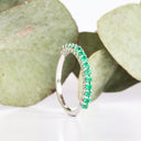 Viridian Green Emerald Half Eternity Ring in White Gold