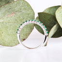 Viridian Green Emerald Half Eternity Ring in White Gold