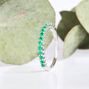 Viridian Green Emerald Half Eternity Ring in White Gold