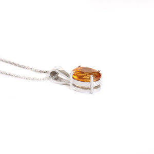 Warm Citrine Oval Fixed Bale White Gold Pendant