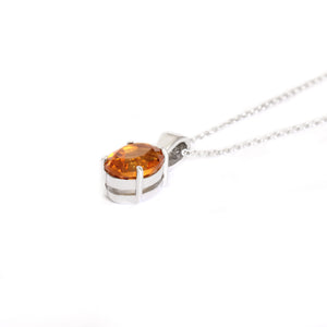 Warm Citrine Oval Fixed Bale White Gold Pendant