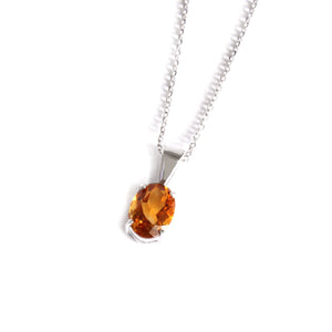 Warm Citrine Oval Fixed Bale White Gold Pendant