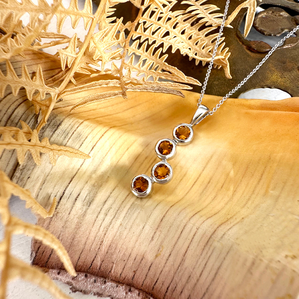 Waterfall Citrine White Gold Droplet Pendant