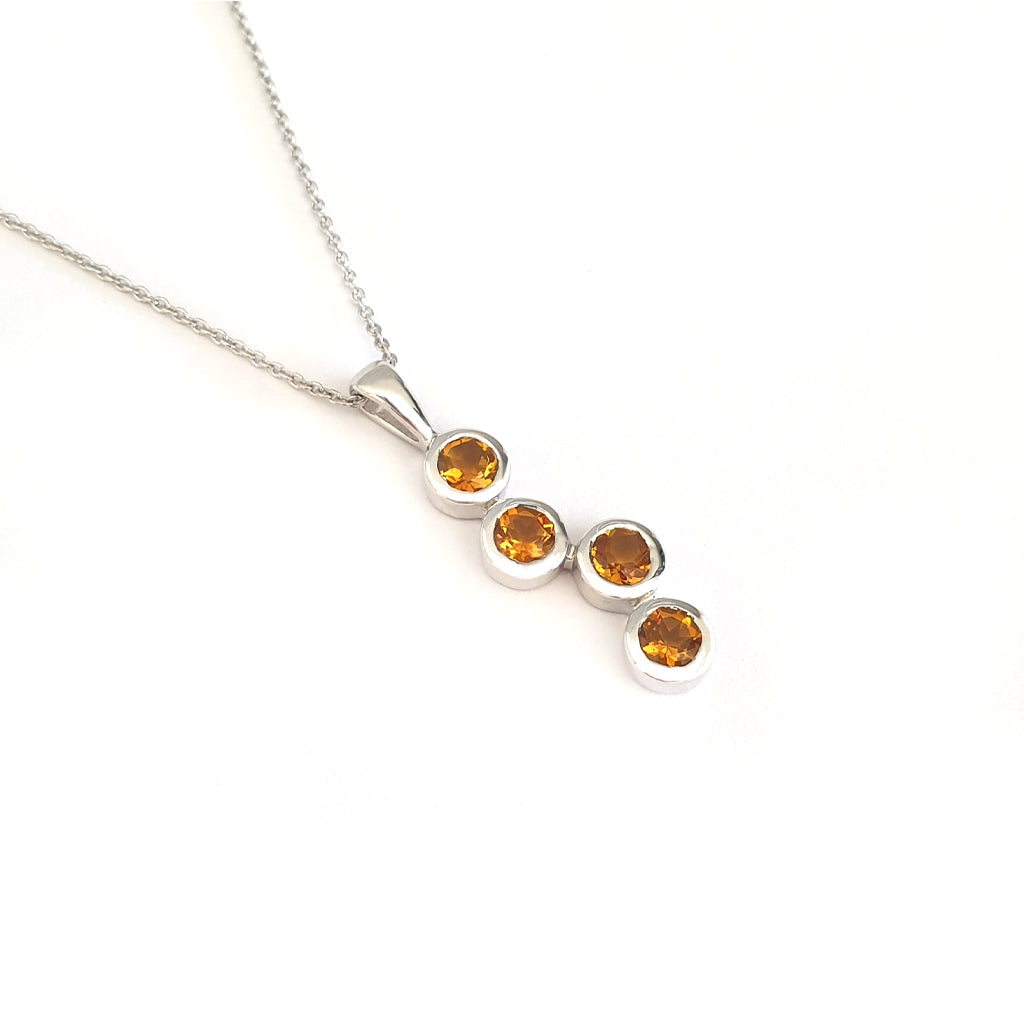 Waterfall Citrine White Gold Droplet Pendant