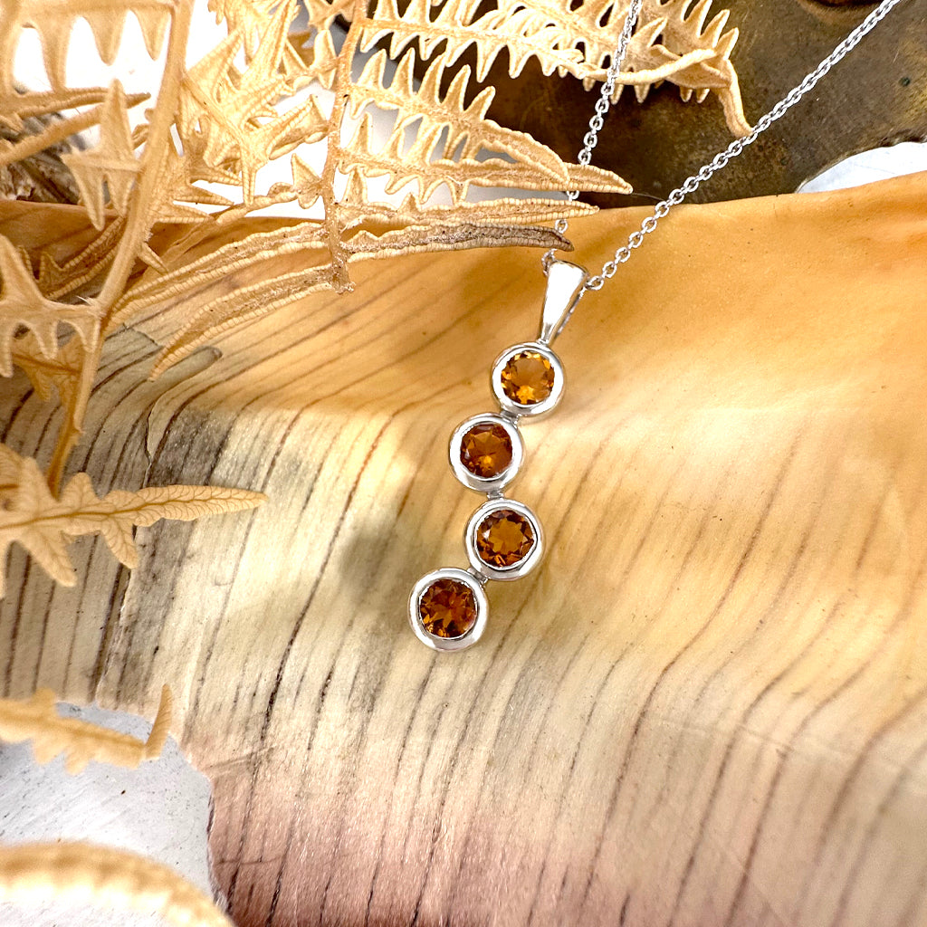 Waterfall Citrine White Gold Droplet Pendant