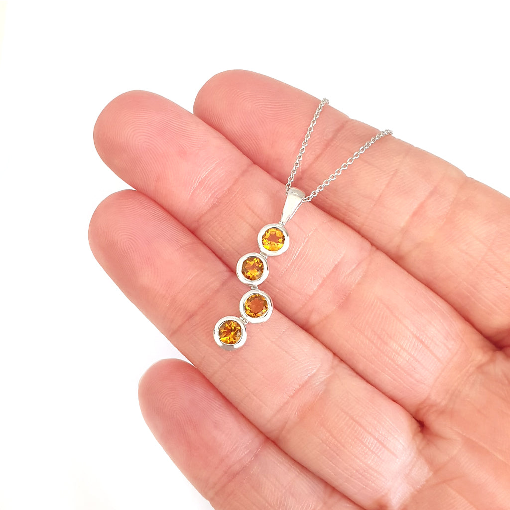 Waterfall Citrine White Gold Droplet Pendant