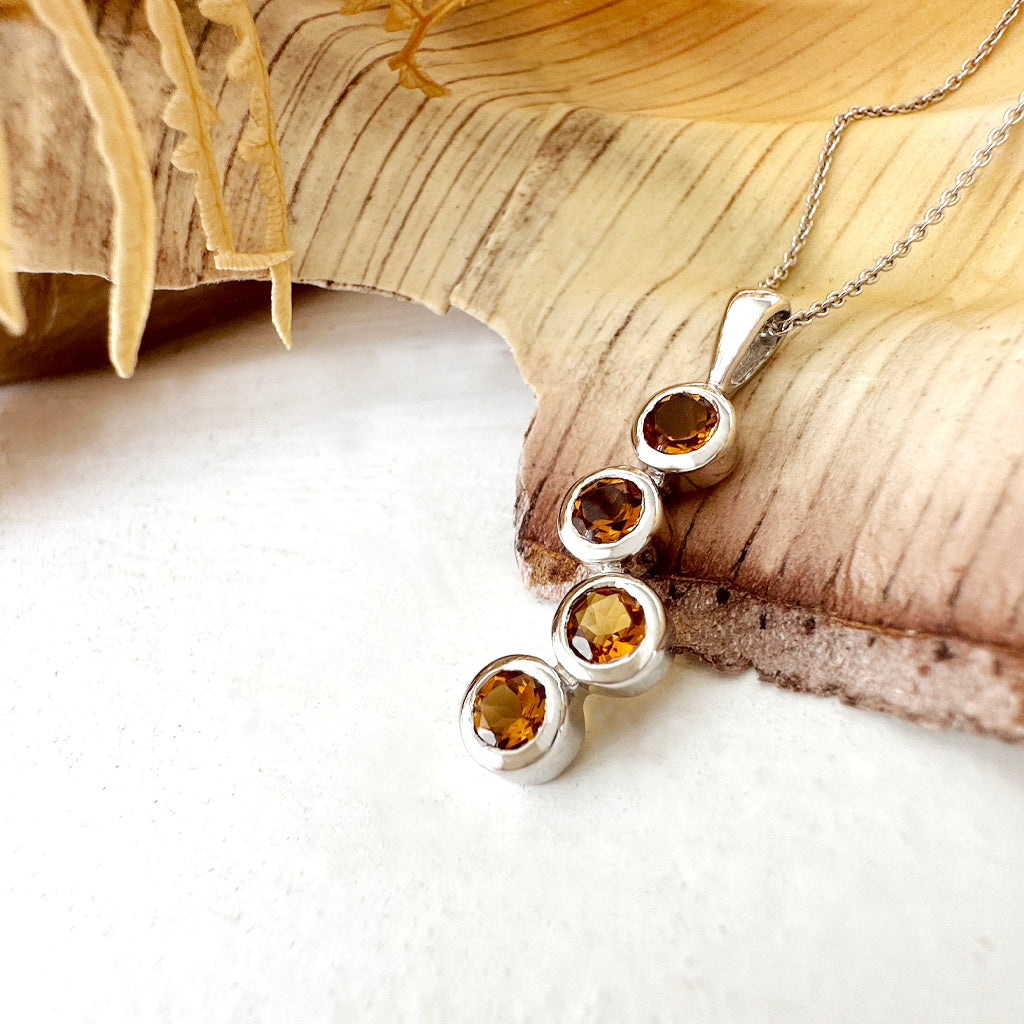 Waterfall Citrine White Gold Droplet Pendant