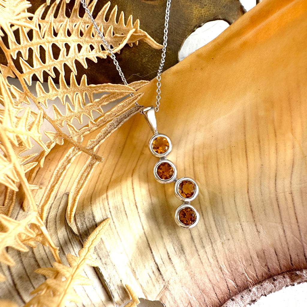 Waterfall Citrine White Gold Droplet Pendant