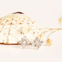 White Diamond Floral Cluster Studs in White Gold