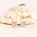 White Diamond Floral Cluster Studs in White Gold