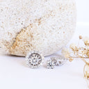 White Diamond Studs with White Diamond Halo Detachable Jackets
