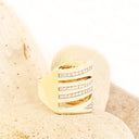 White Diamond yellow gold ring