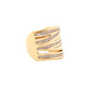 White Diamond Zebra Ring In Yellow Gold