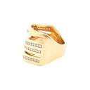 White Diamond Zebra Ring In Yellow Gold
