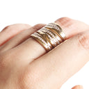 White Diamond Zebra Ring In Yellow Gold
