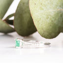 White Gold Emerald Split Shank Accent Diamond Ring