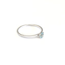 White Gold Raised Four Claw Aquamarine Stacking Ring