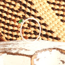 White Gold Raised Four Claw Tsavorite Stacking Ring