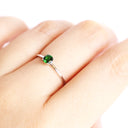 White Gold Raised Four Claw Tsavorite Stacking Ring