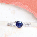 Sapphire and white diamond ring in white gold