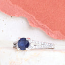 Sapphire and white diamond ring in white gold