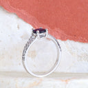 Sapphire and white diamond ring in white gold