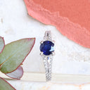 Sapphire and white diamond ring in white gold