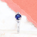 Sapphire and white diamond ring in white gold