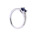 White Gold Sapphire Split Shank Accent Diamond Ring