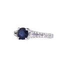 White Gold Sapphire Split Shank Accent Diamond Ring
