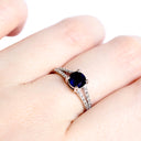 White Gold Sapphire Split Shank Accent Diamond Ring