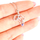 Tanzanite Africa Map Bird of Paradise White Gold Pendant