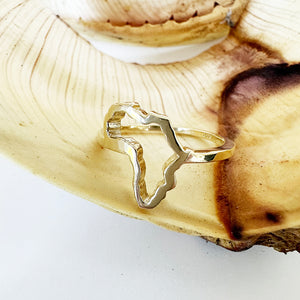 Yellow Gold Africa Map Outline Ring