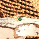 Yellow Gold Raised Four Claw Tsavorite Stacking Ring